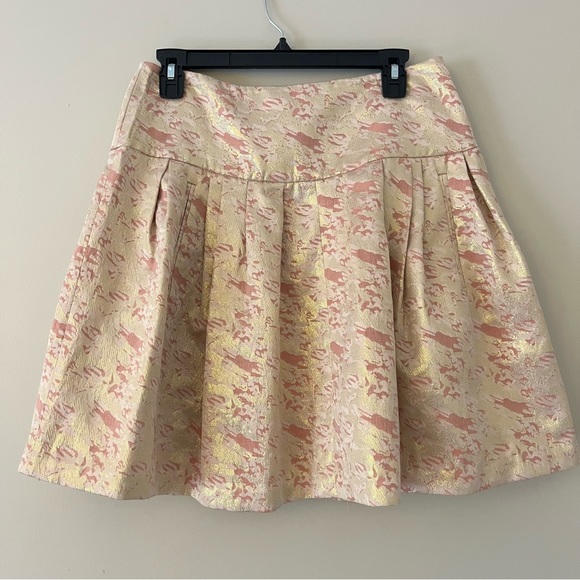 Anthropologie Moulinette Soeurs Sugarplum Pink and Gold Brocade Skirt Size 8 - Picture 5 of 11